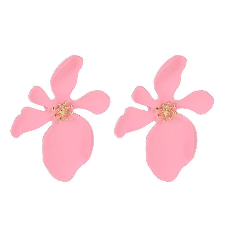 Wholesale Baking Paint Finish Frosted Flower Earrings Trendy Multi Layer Petal Jewelry Accessory For Boutique Resale