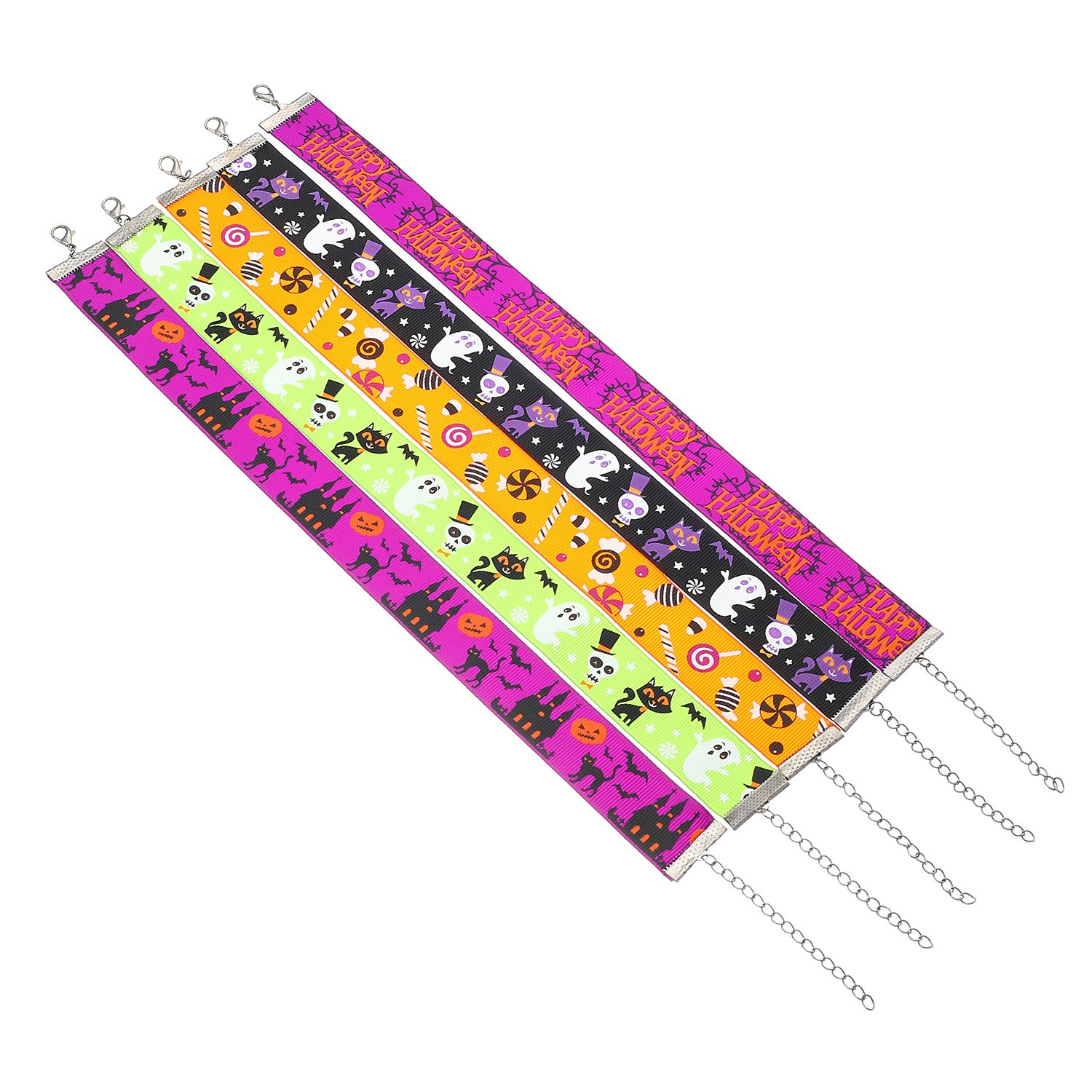 Wholesale Cute Cartoon Ghost Black Cat Skeleton Print Cloth Necklace  Fashion Accessory