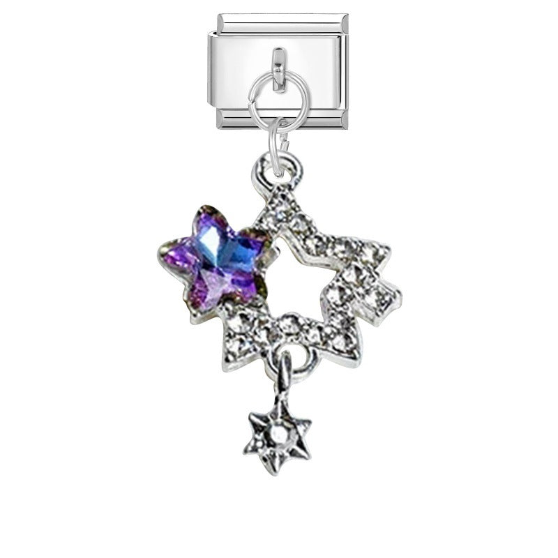 Wholesale Italian Charm Bracelet 9mm DIY Pink Purple   Creative Stainless Steel Composable Bracelet