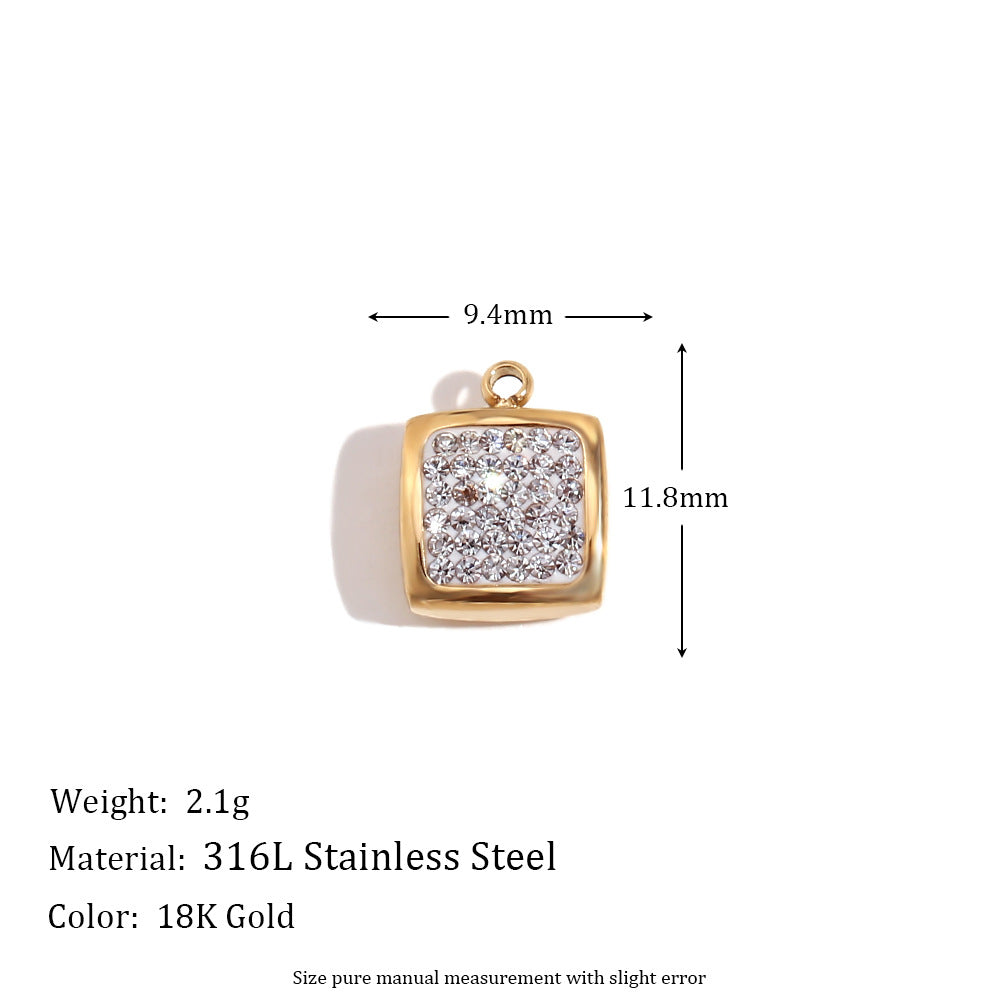 Wholesale Mini Simple Stainless Steel Pendant 18K Gold Plated Pendant Micro-inlaid Color Diamond Heart Shaped Geometric Pendant ACC-PT-MengJ001