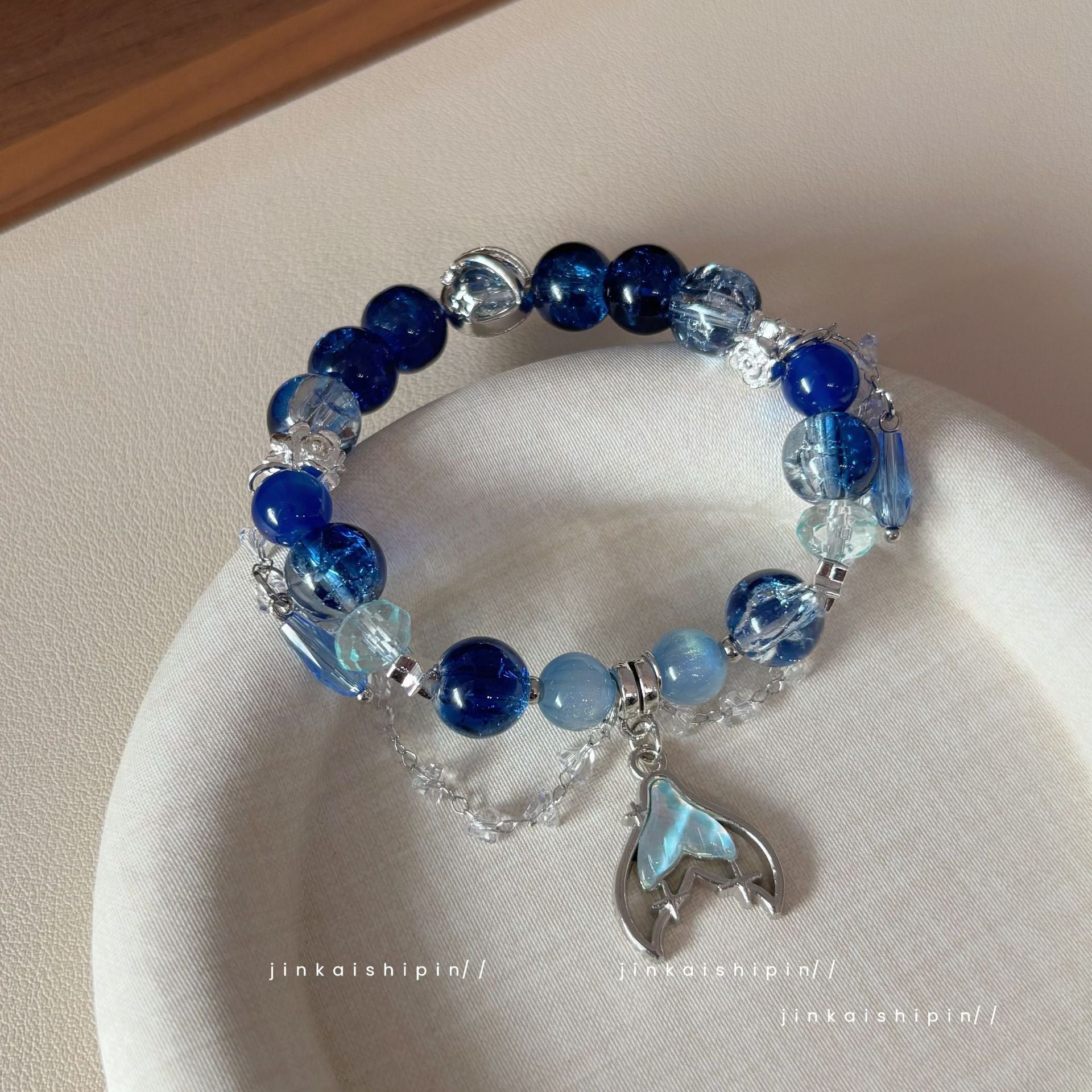 Wholesale Blue Fish Tail Beaded Tassel Bracelet