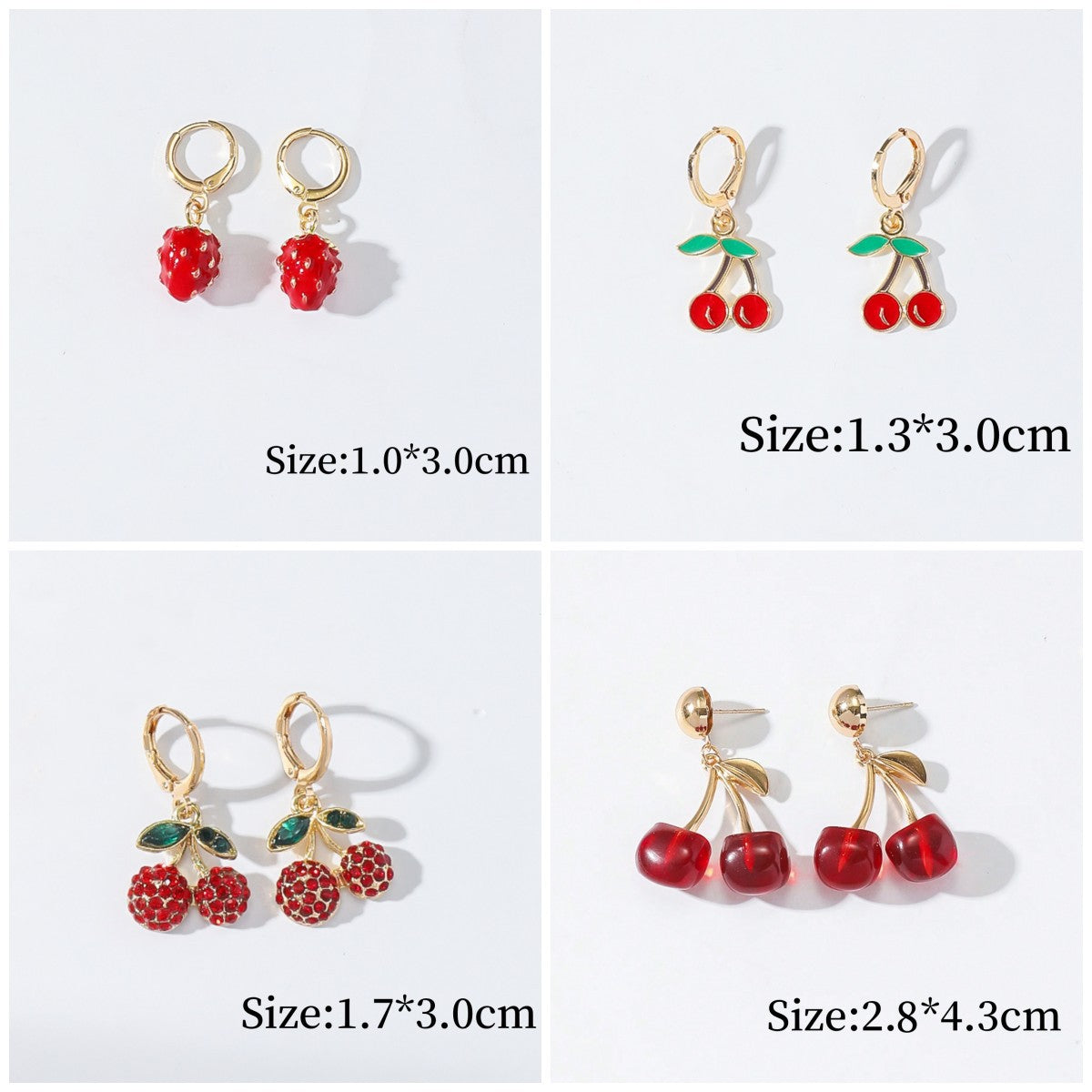 Wholesale  red cherry strawberry fruit earrings