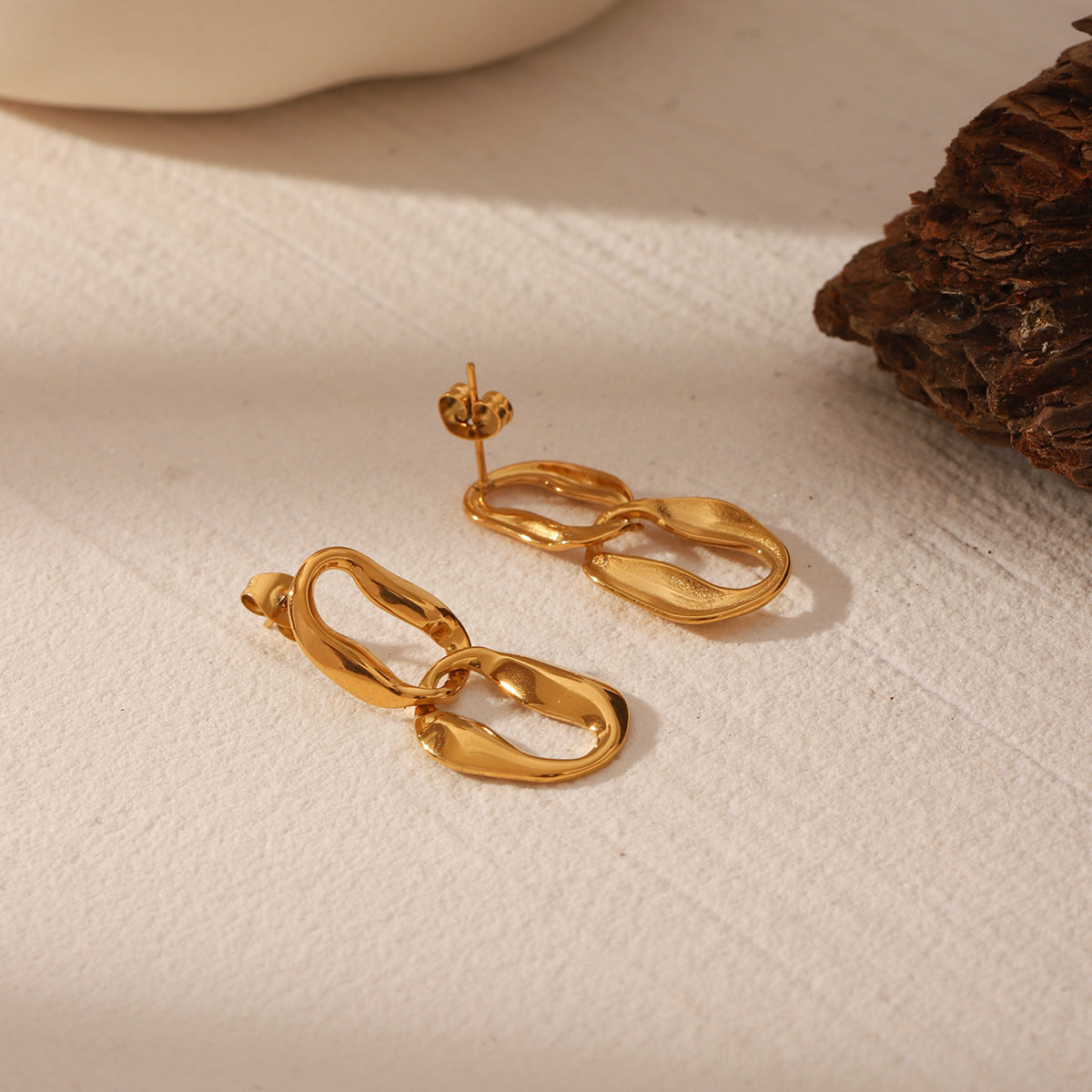 Wholesale stainless steel earrings hammer geometric hanging female earrings