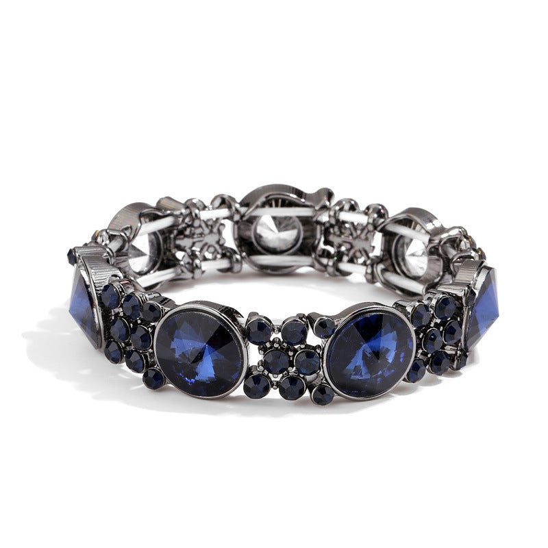 Wholesale Alloy Gold Tone Colorful Crystal Stone Bangle Bracelet Mona European Fashion Design Everyday Jewelry Accessory