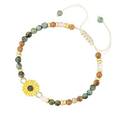 Wholesale Natural stone 4mm bead sunflower bracelet