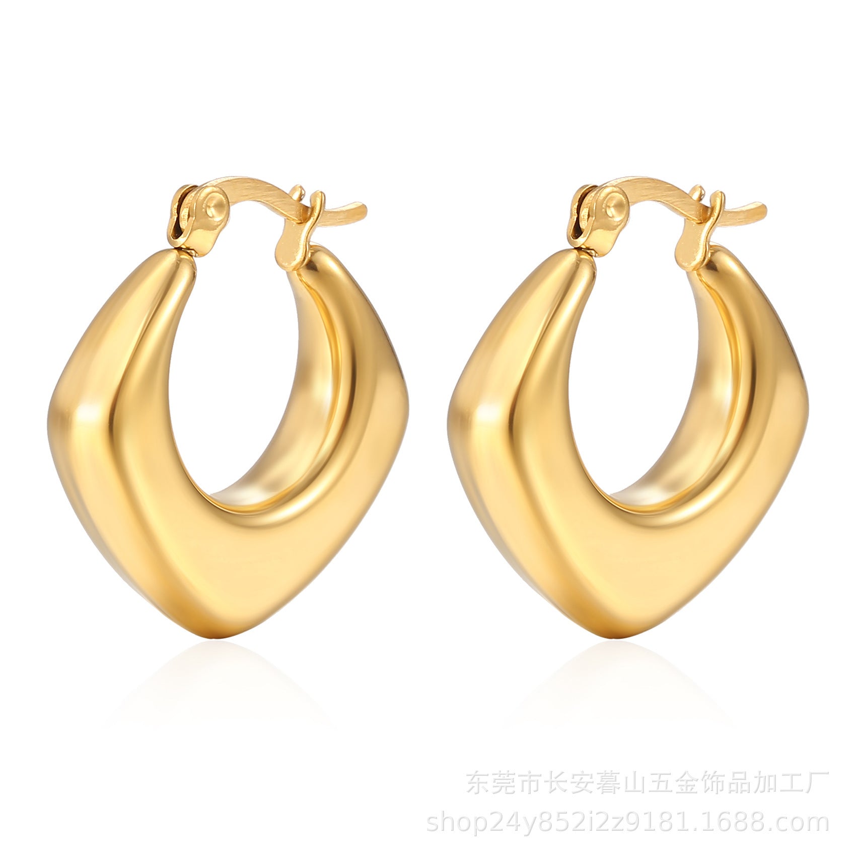 Wholesale 18K Gold Titanium Steel Horn Polished Irregular Earrings ACC-ES-HanLi001
