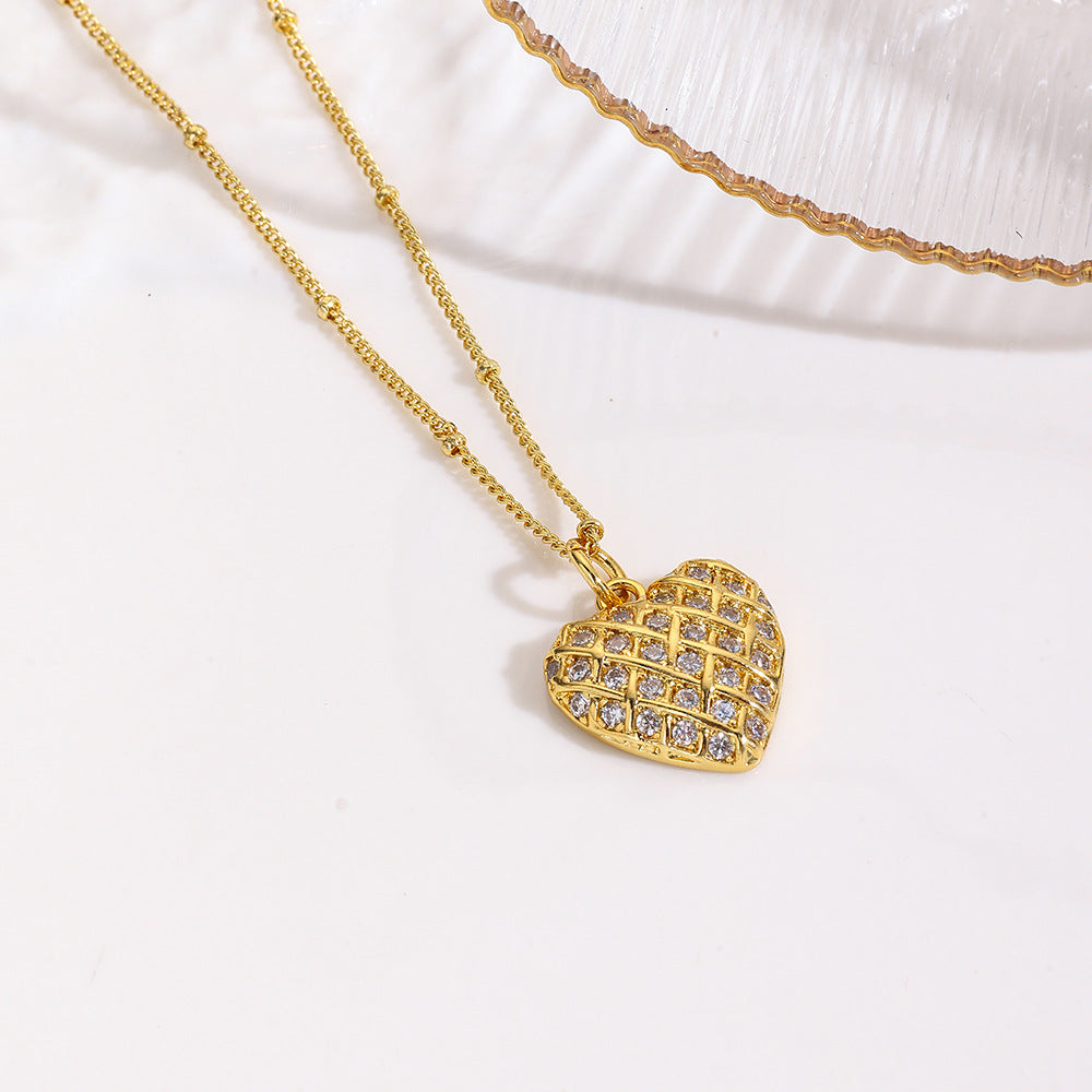 Wholesale Heart necklace copper plated 18k pendant necklace