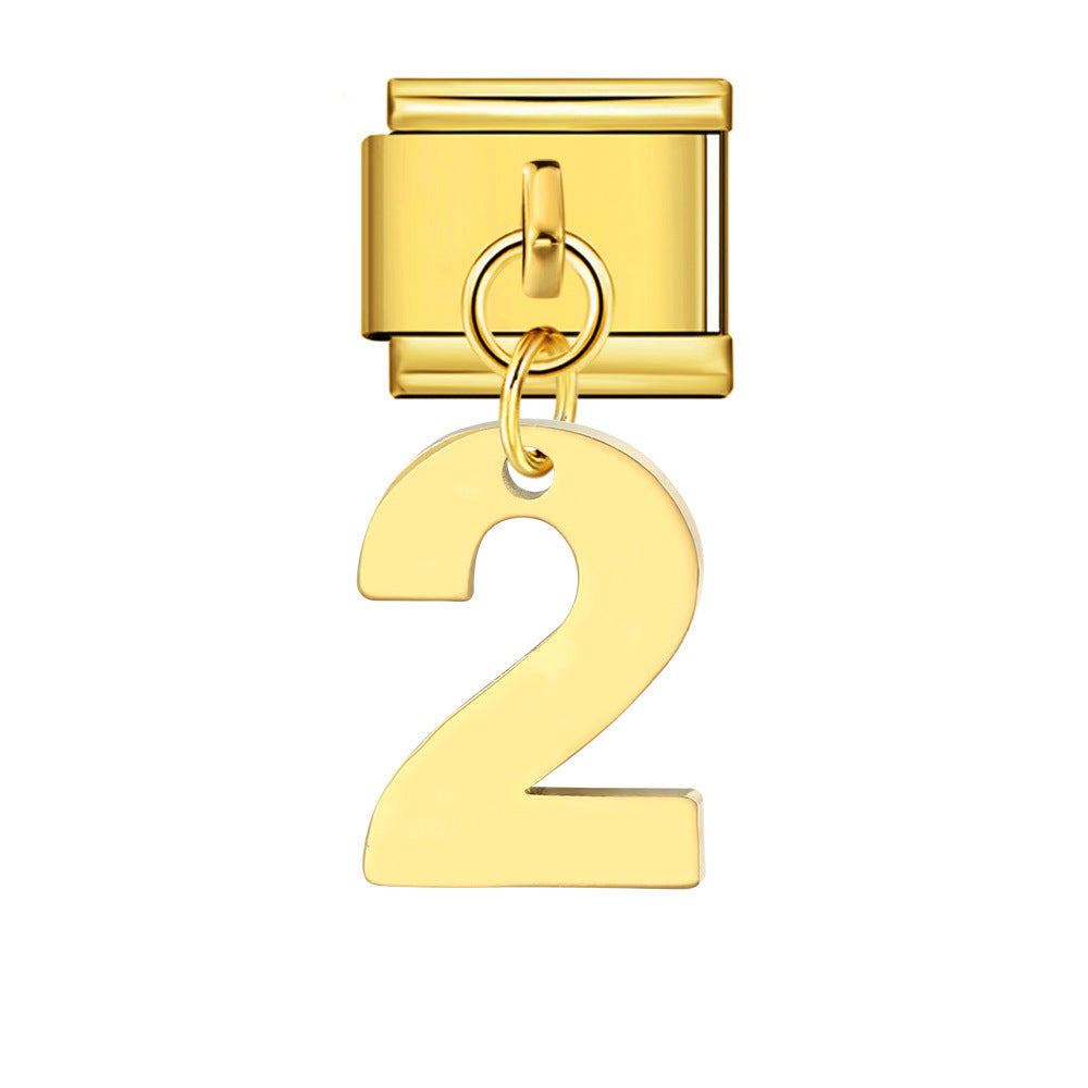 Bracciale fai da te con ciondolo con gancio in acciaio inossidabile a una cifra modulare italiano all'ingrosso