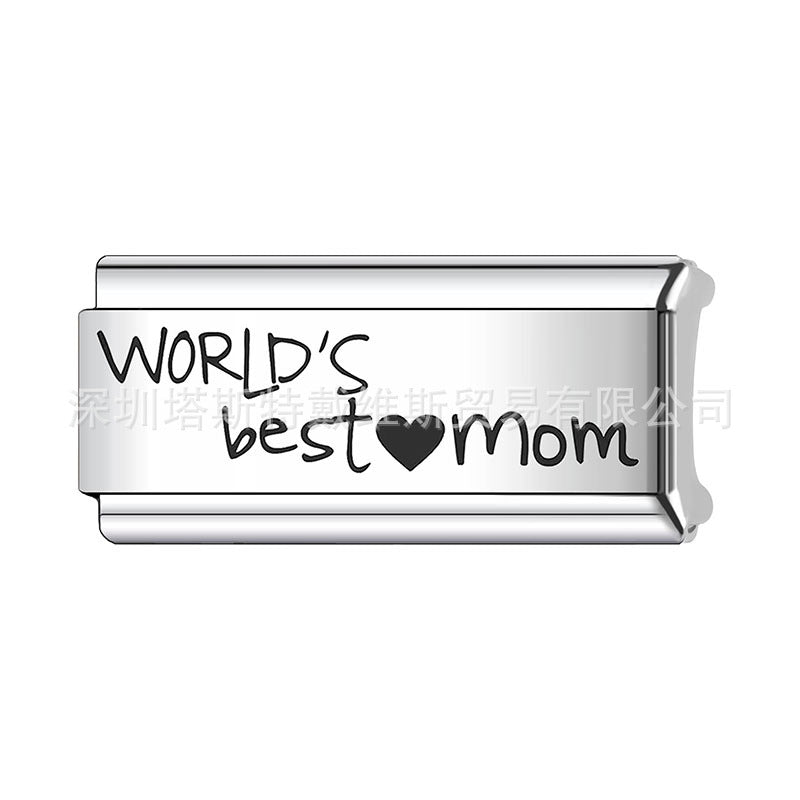 Wholesale   Italian Charm Bracelet 9mm DIY Home Laser Engraving Long Series Creative Stainless Steel Composable Bracelet