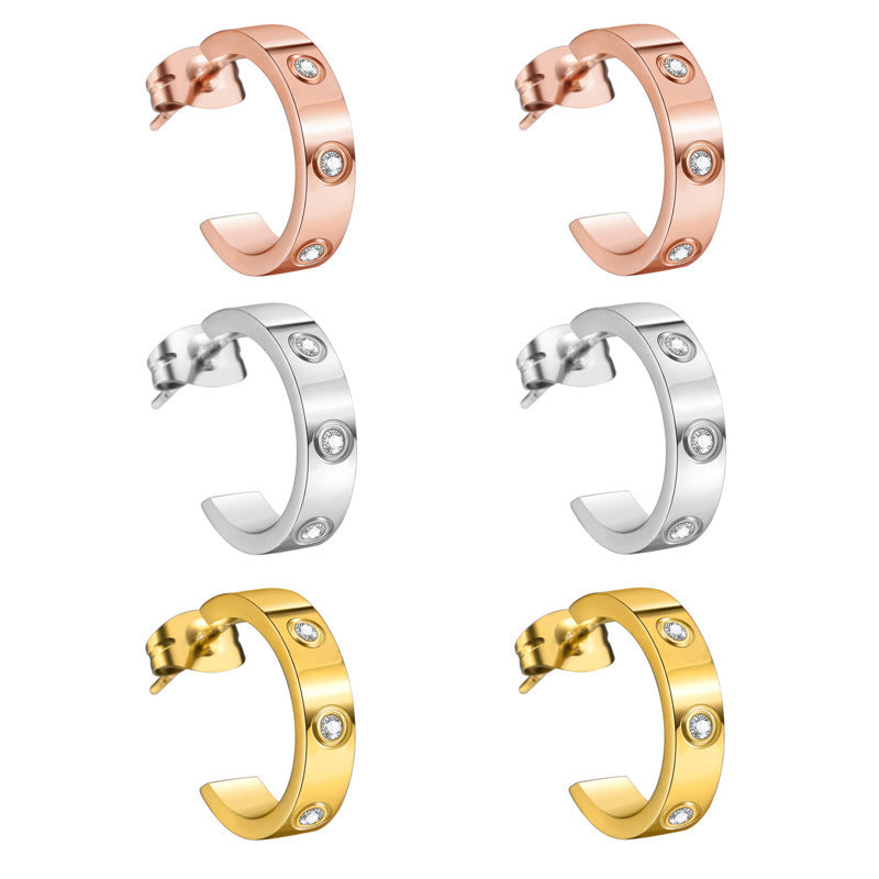 Wholesale C-Shaped Titanium Steel Earrings