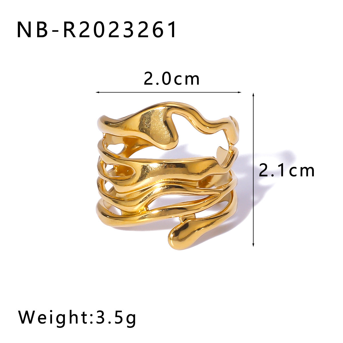Wholesale geometric irregular water drop line hollow titanium steel  ring
