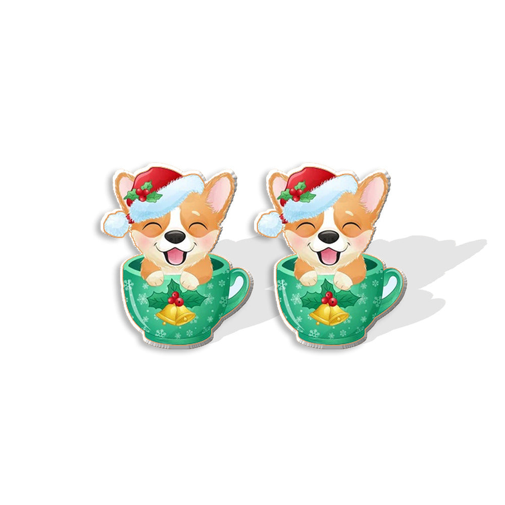 Wholesale Christmas Wreath Bow Resin Earrings Ear Studs ACC-ES-XiangLian012