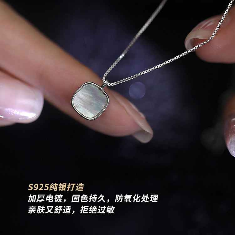 Wholesale 925 Sterling Silver Square White  Necklace