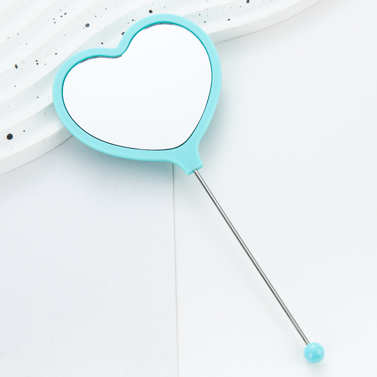 Wholesale New DIY Beaded Handle Mirror Handheld Makeup Mirror Portable Single Dressing Mirror Plastic Love Makeup Mirror