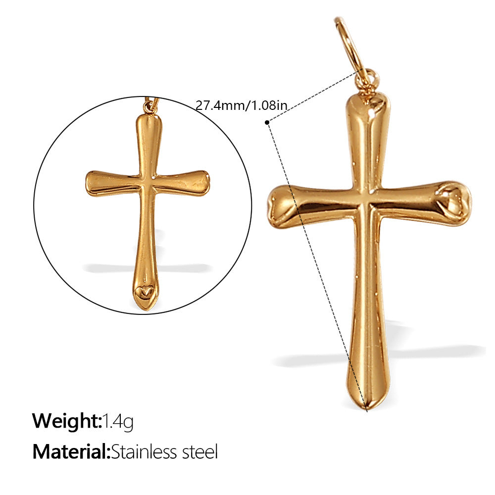 Wholesale Irregular Cross-Shaped DIY Stainless Steel Pendant Full Diamond Jewelry Accessories Necklace Zircon Diamond Inlaid