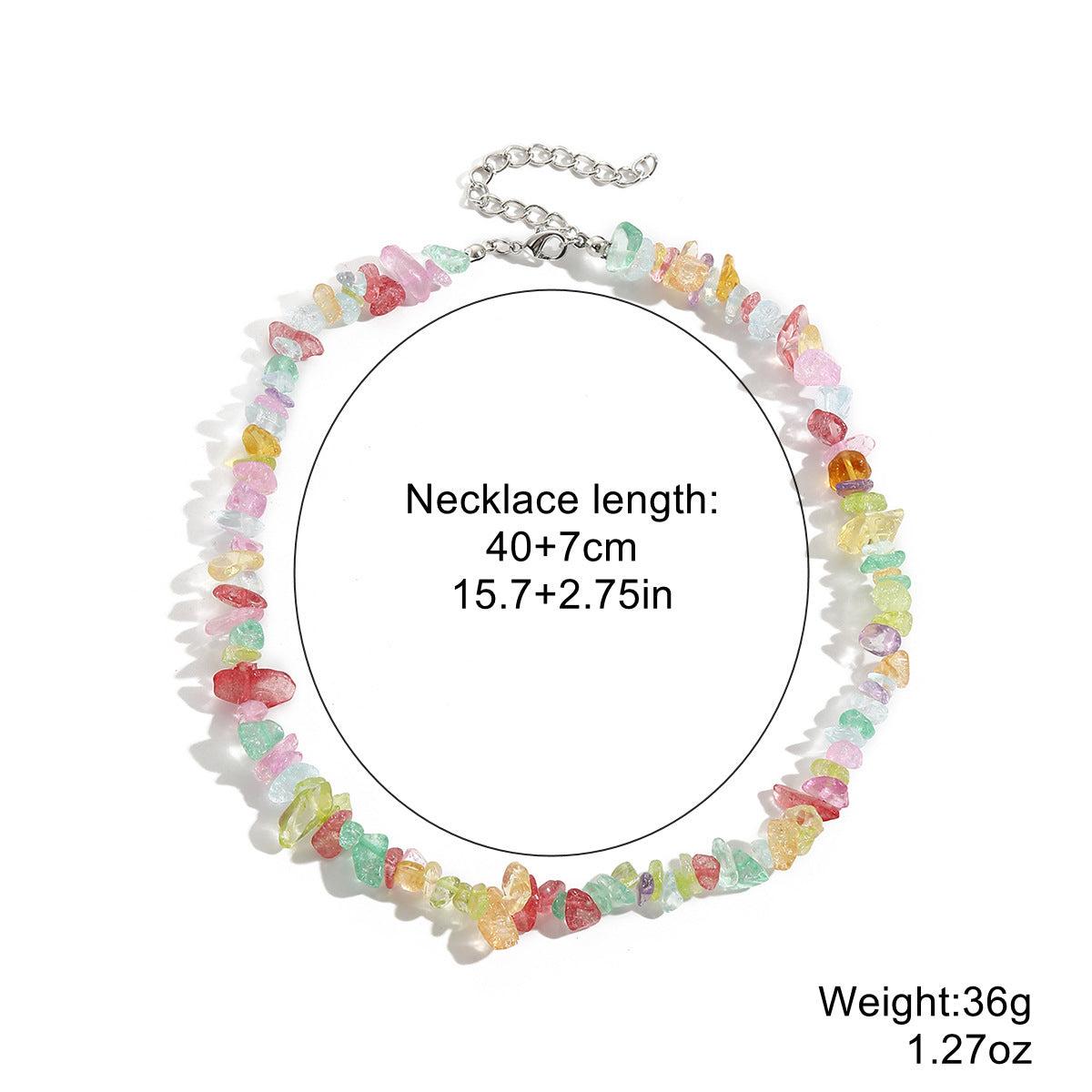 Wholesale  Necklace Bohemian Style Colorful Gravel Ins Necklace Women' s Natural Stone Beaded Necklace