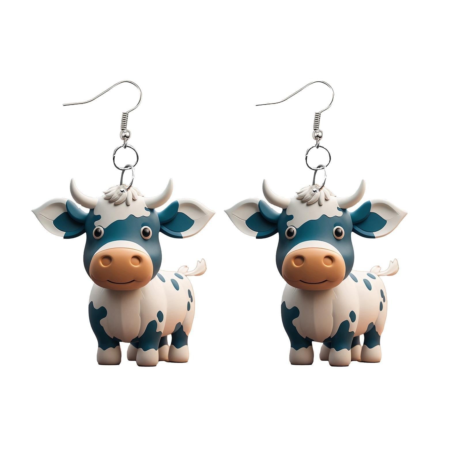 Wholesale Cartoon Colorful Cow Flat Acrylic Earrings ACC-ES-YuanJi002