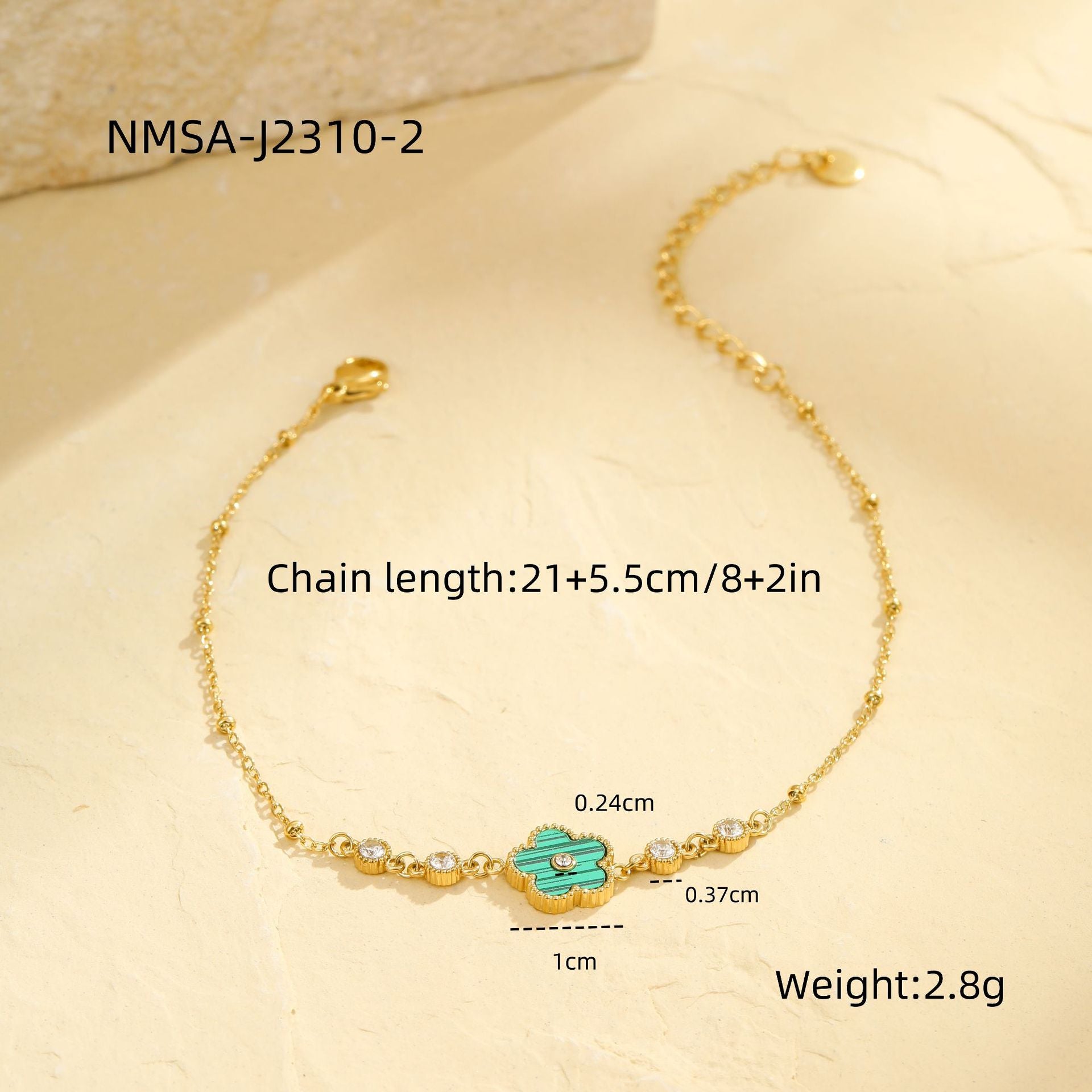 Wholesale  stainless steel 18k golden five leaf flower anklet