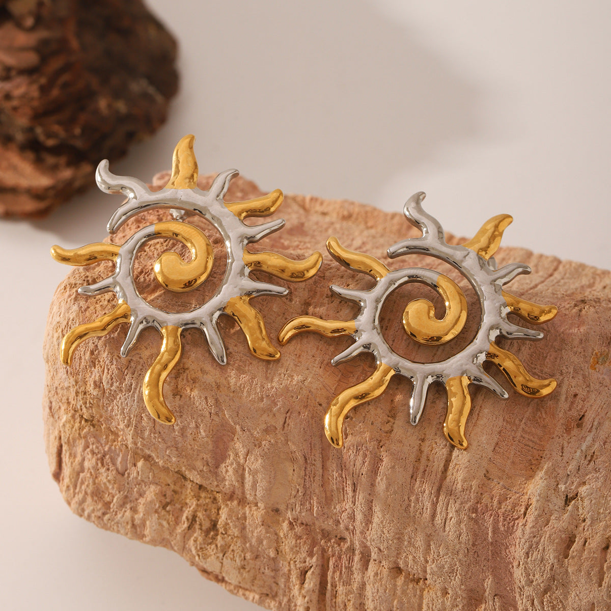 Wholesale Titanium Steel sun flame geometric earrings