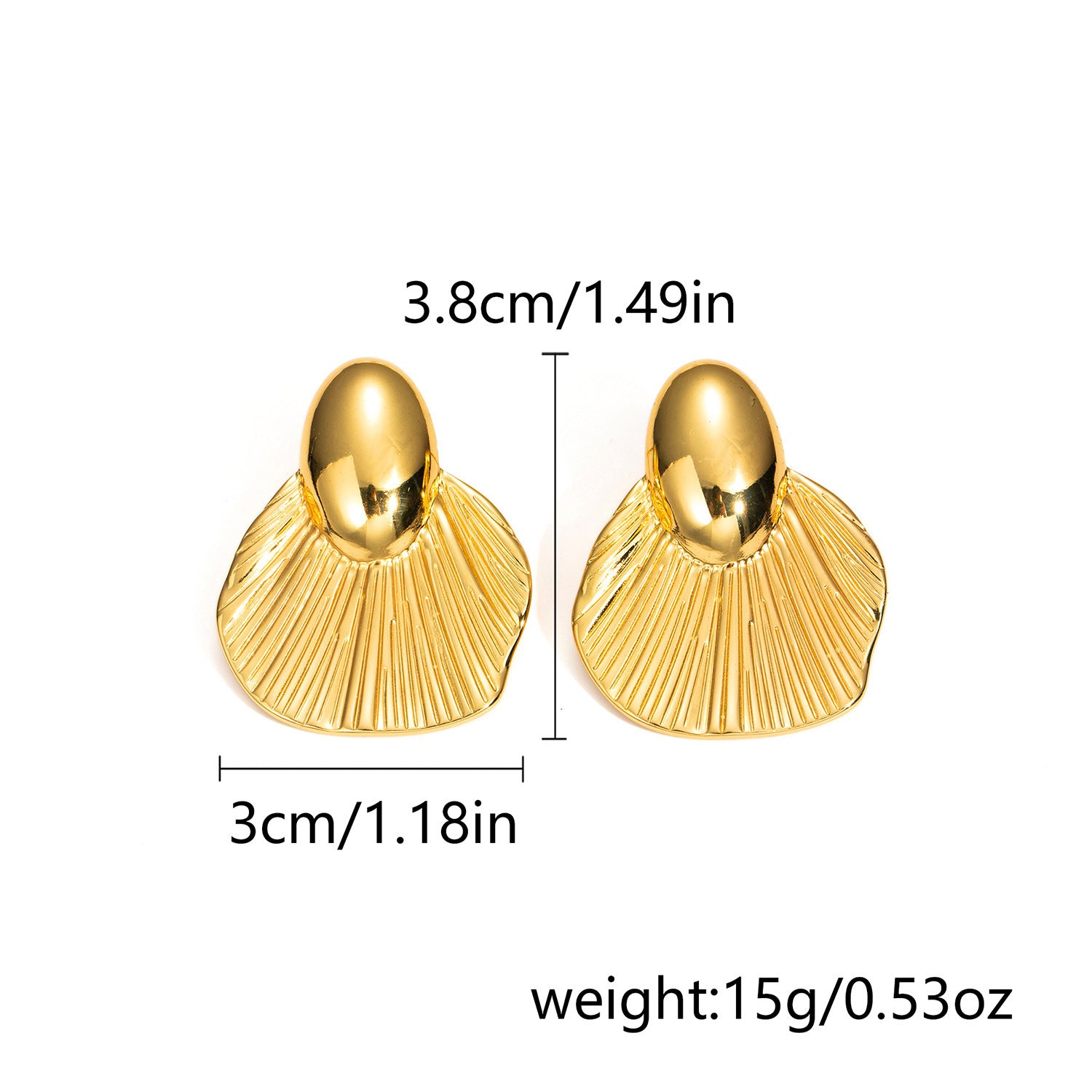 Wholesale Retro geometric earrings creative stainless steel round love pleated earrings