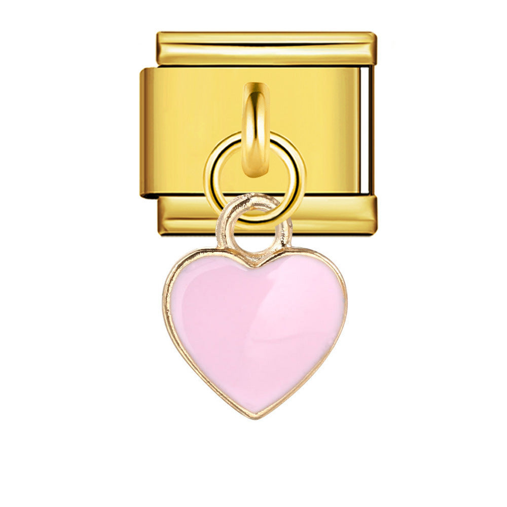 Wholesale Italian modular heart pendant  stainless steel DIY  bracelet