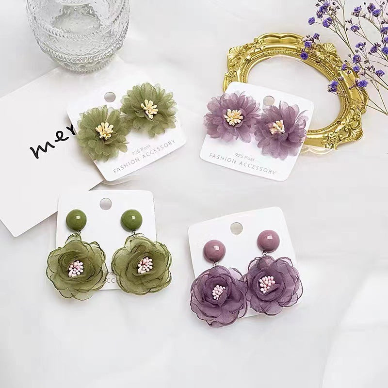 Wholesale Vintage Purple Green Lace Flower Earrings ACC-ES-ZhiShifang001