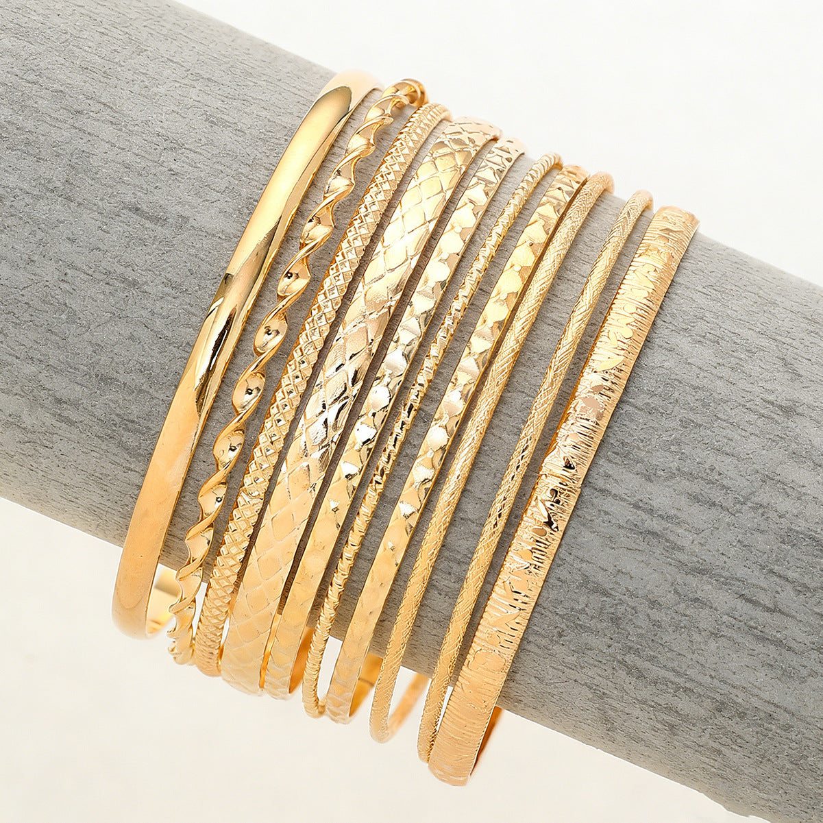 Wholesale Gold Electroplated Stacking Bracelet Set Trendy Women Fashion Accessory Gift Boutique Resale