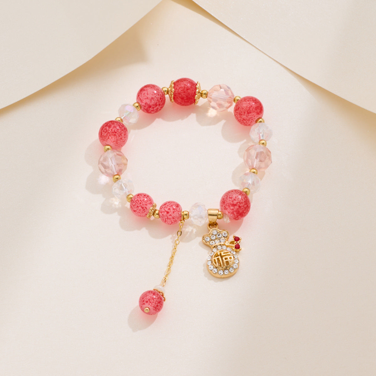 Bracciale con perline smaltate colorate all'ingrosso, borsa portafortuna, nicchia con cordino a mano