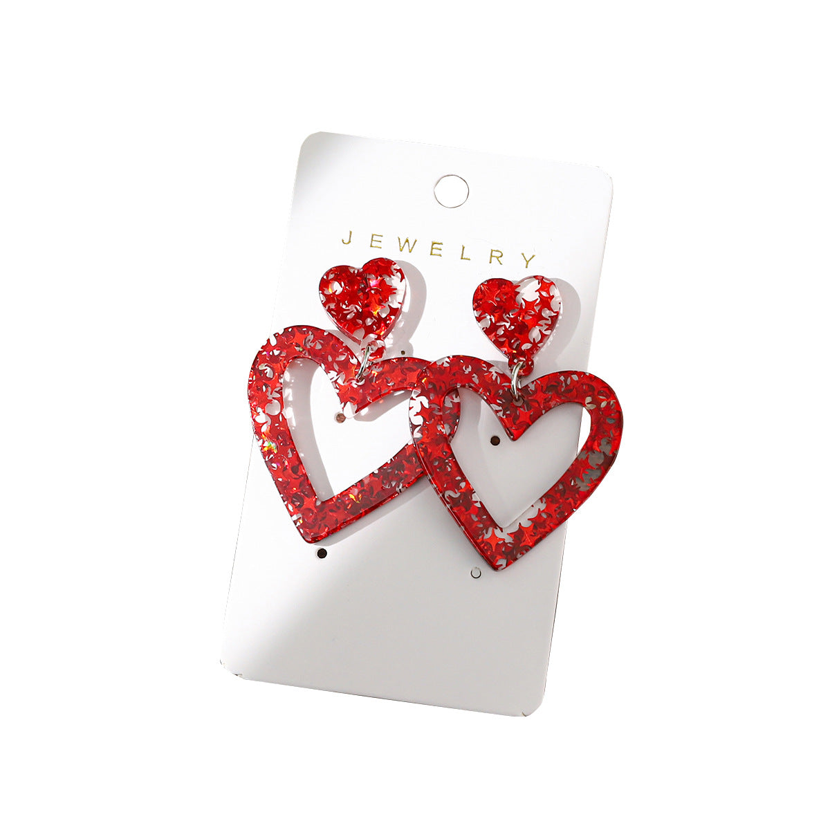 Wholesale Romantic Valentine's Day Super Shiny Heart Shaped Acrylic Earrings