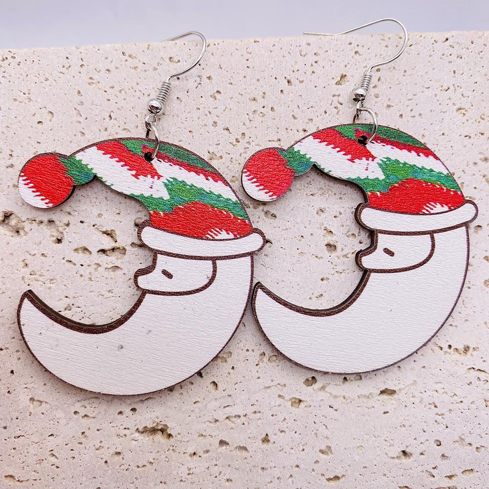 Wholesale Christmas Elk Dwarf Stitching Wooden Earrings ACC-ES-ChenY100