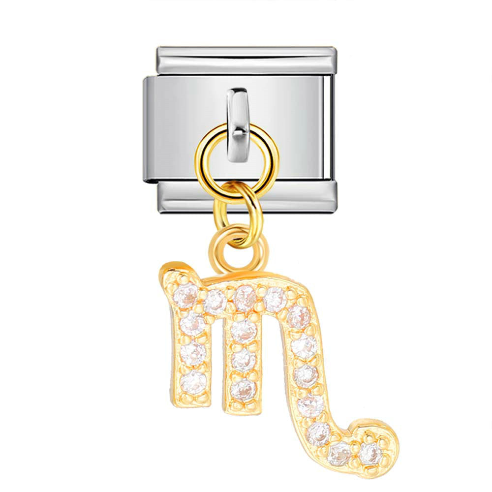 Wholesale 12 Zodiac Signs Rhinestone Pendant Bracelet Stainless Steel Fashion Jewelry Accessory Gift For Boutique Resale