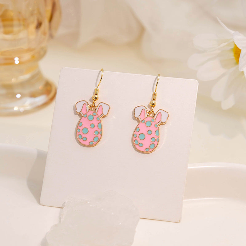 Wholesale Easter Egg Cartoon Oil Drop Earrings