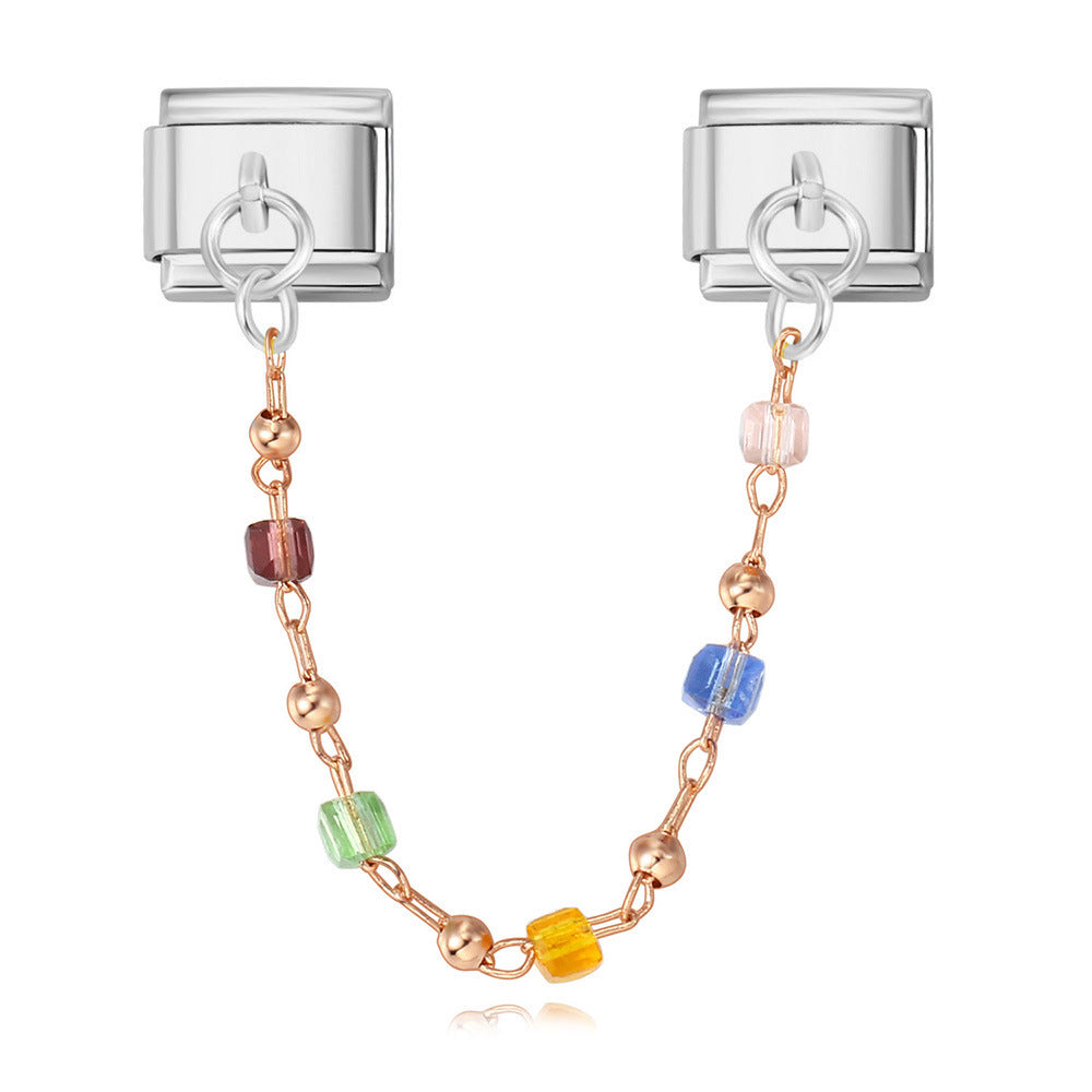 Wholesale Italian Charm Bracelet 9mm DIY Splicing Double Hanging Pendant Stainless Steel Composable Bracelet