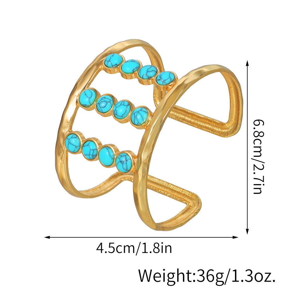 Wholesale Turquoise Boho Geometric Metal Bracelet