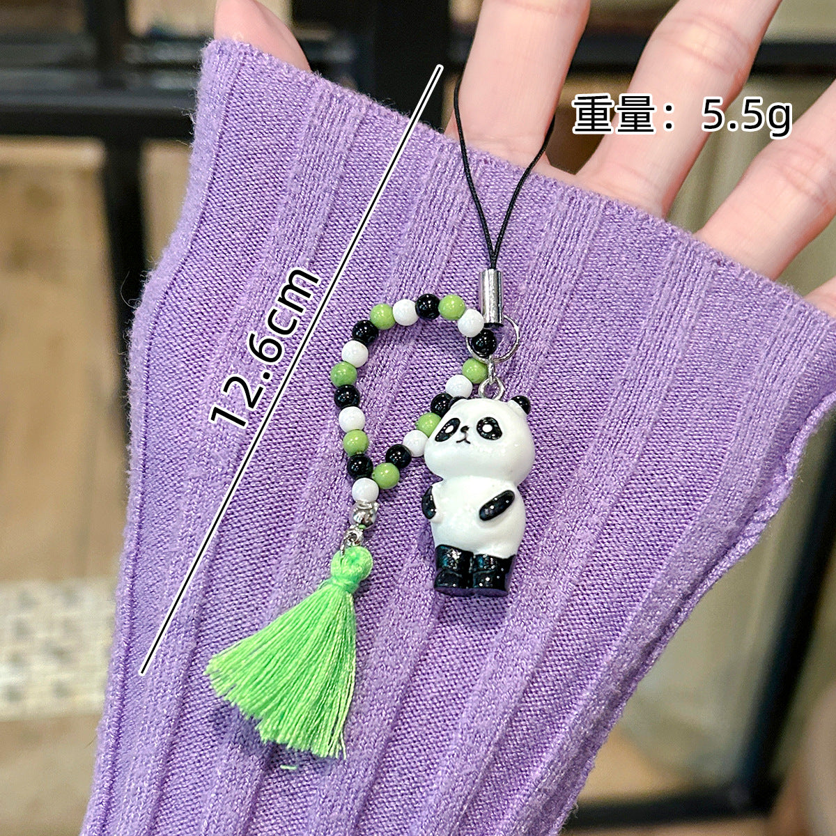Wholesale Cute Panda Beaded Mobile Phone Chain Keychain
