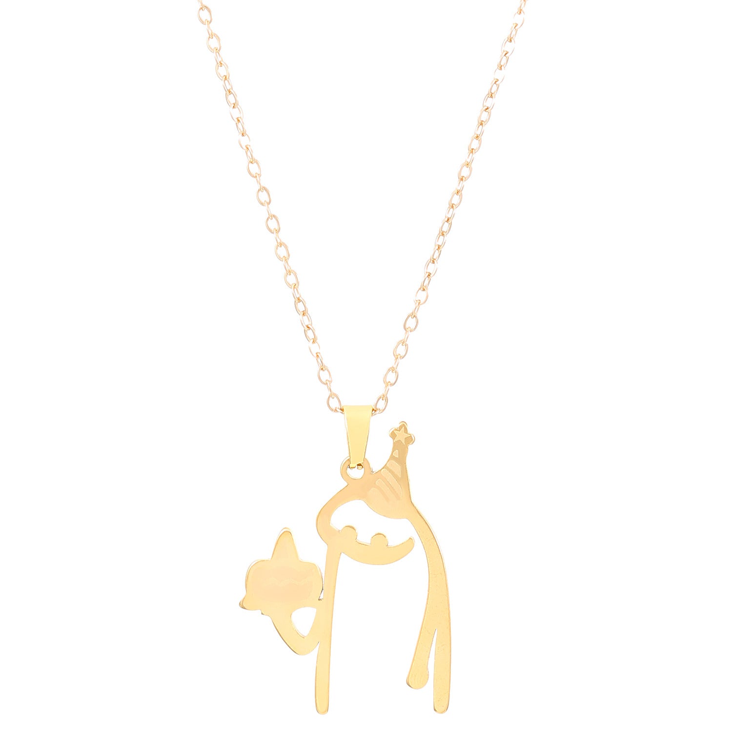 Wholesale Funny Cute Cartoon Character Gold Stainless Steel Necklace