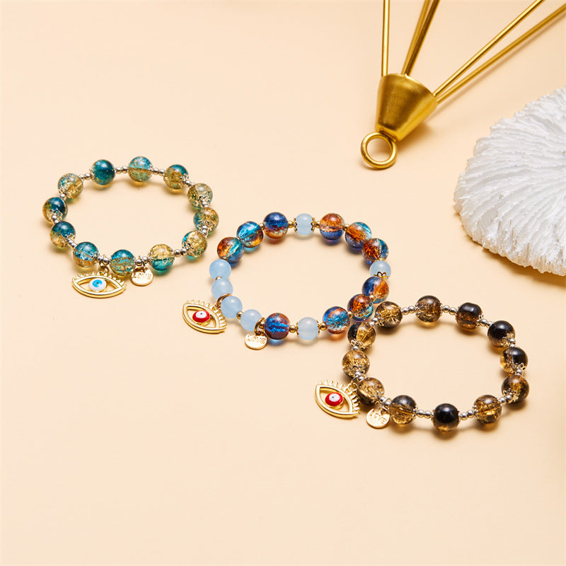 Wholesale  creative Crystal Turkish Devil's Eye beaded bracelet