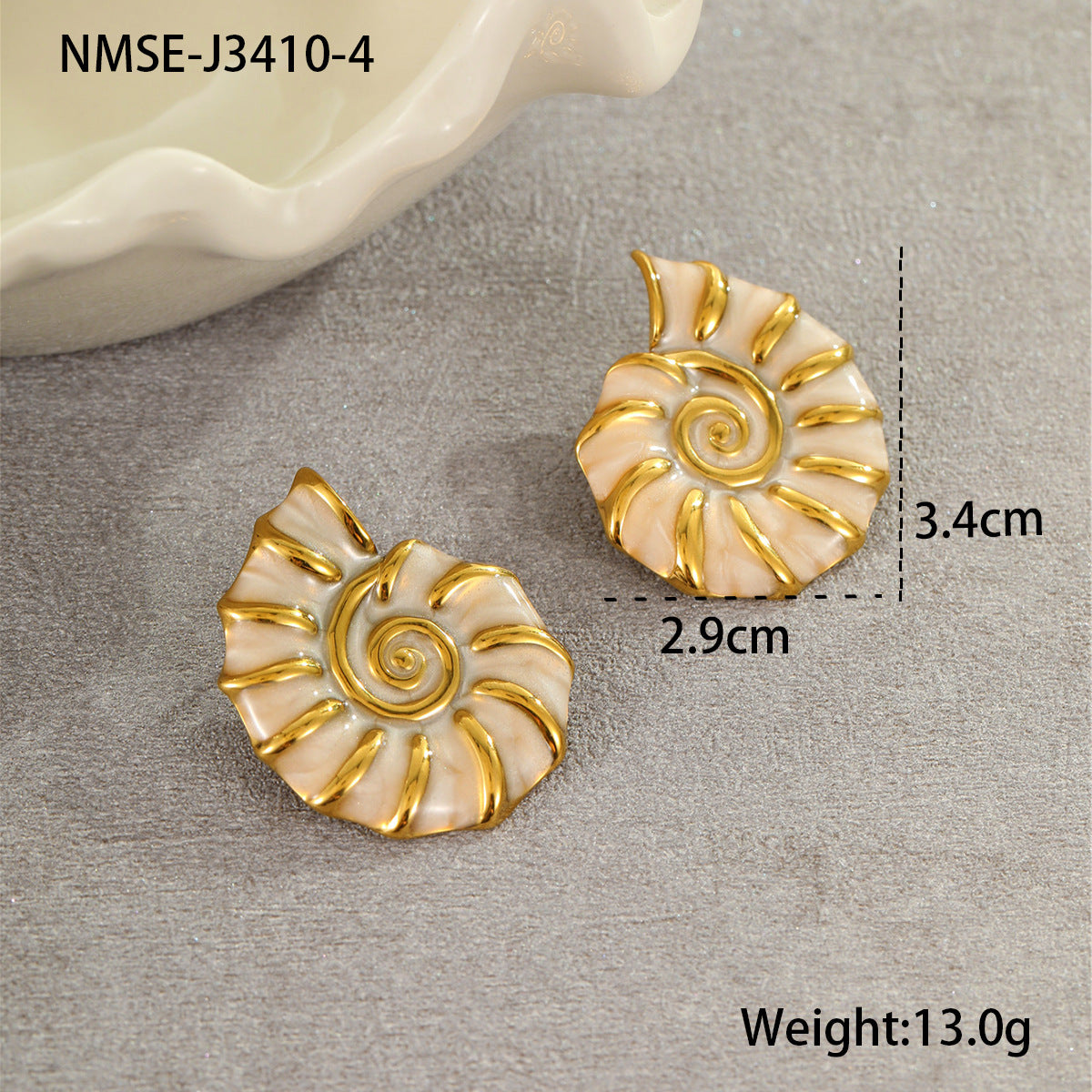 Wholesale  Marine Style  Conch Colorful Oil Dripping Stainless Steel Earrings Rings