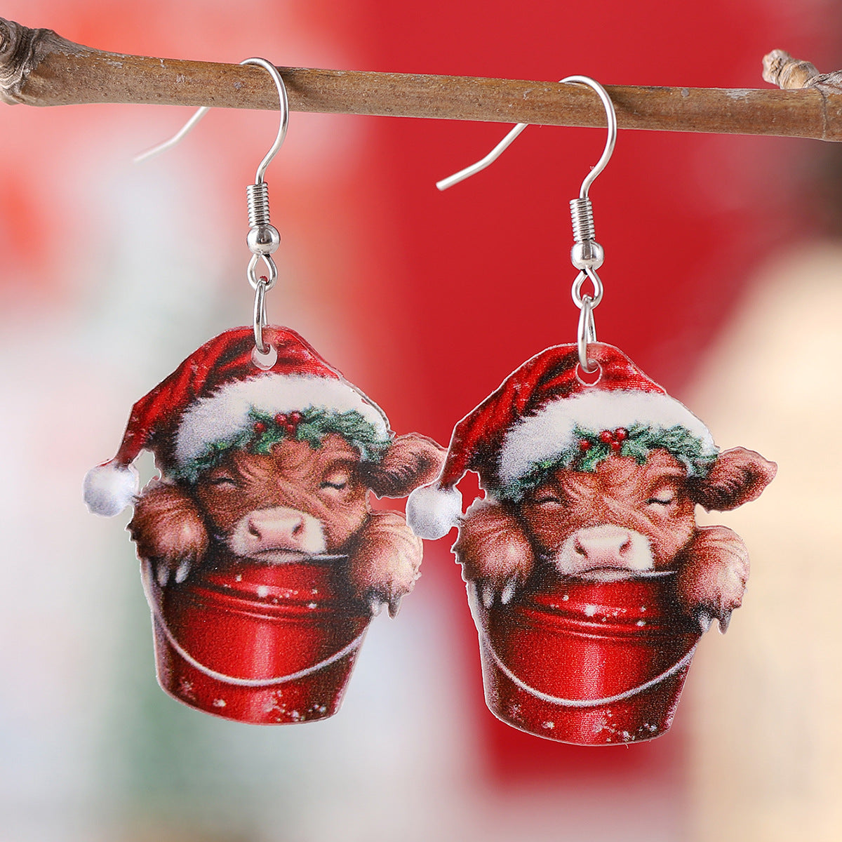 Wholesale Acrylic Christmas Dog Christmas Tree Calf Pendant Earrings ACC-ES-ChuLian114