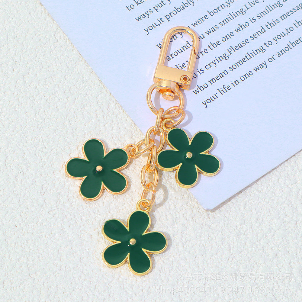 Wholesale Zinc Alloy Oil Dripping Flower Keychain Double-Sided Pendant Bag Charm