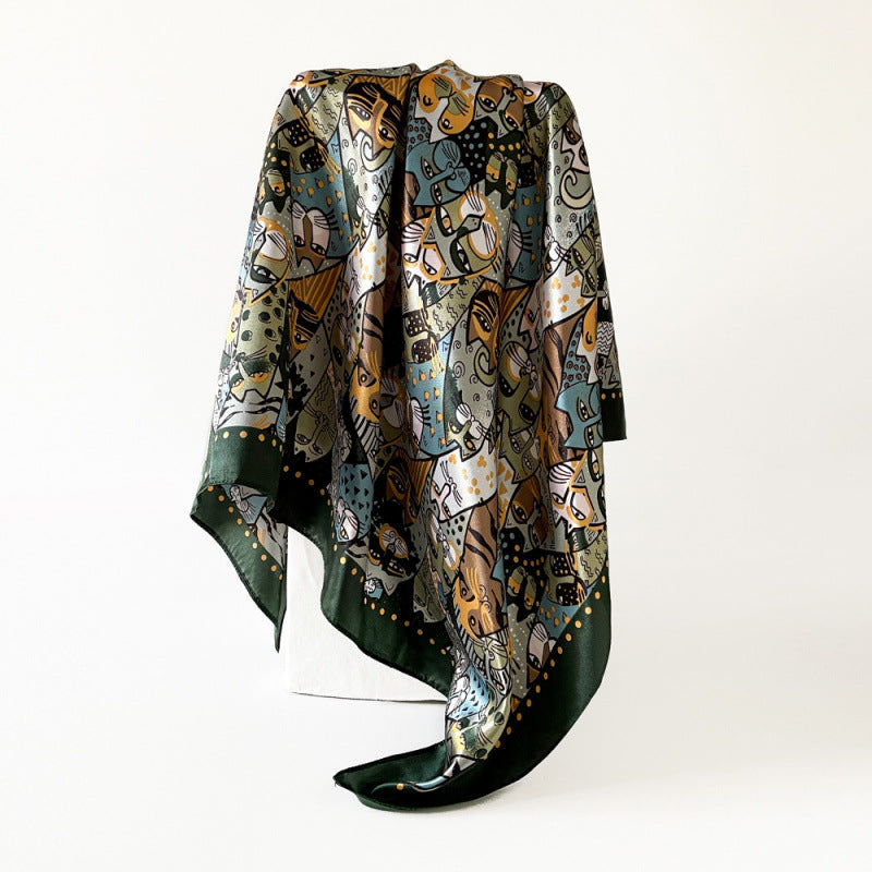 Wholesale  90cm women' s printed turban silk scarf