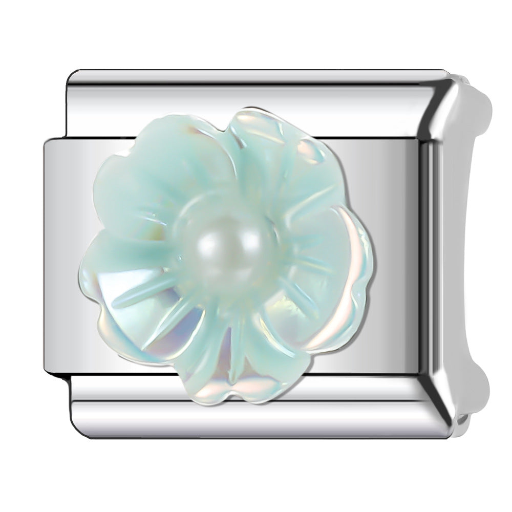 Wholesale Italian Charm Bracelet 9mm DIY Splicing Creative Flower Stainless Steel Composable Bracelet