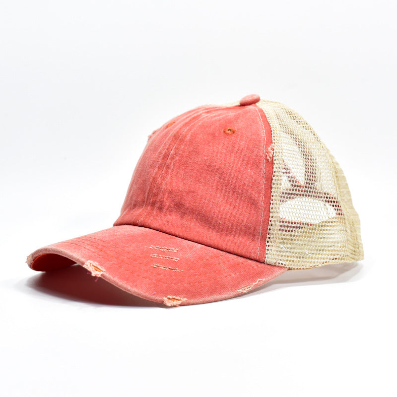 Wholesale Mesh Hat Cotton Ripped Ponytail Baseball Cap ACC-HT-XinMao001