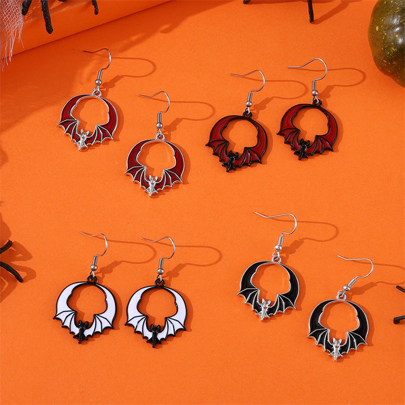 Wholesale Zinc Alloy Bat Earrings Exaggerated Red Black  Fashion Accessory