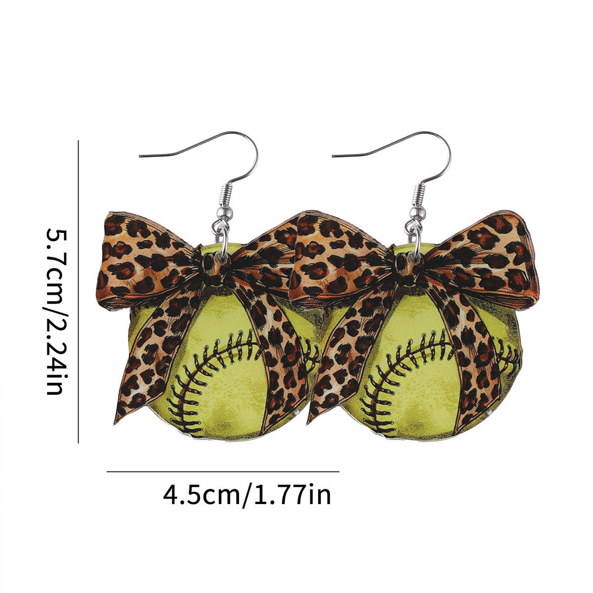 Wholesale  Baseball Softball Western Style Leopard Print Acrylic Earrings