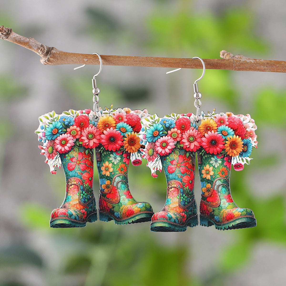 Wholesale Western Spring Summer Daisy Sunflower Western Denim Boots  Earrings