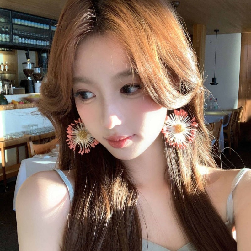 Wholesale  Sunflower Earrings Exaggerated Earrings