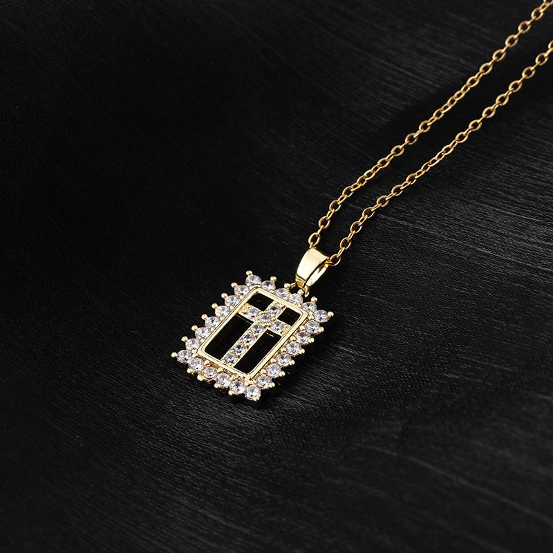 Wholesale Gold Plated Virgin Mary Cross Pendant Choker Necklace Colorful Zircon Fashion Jewelry Accessory For Gift