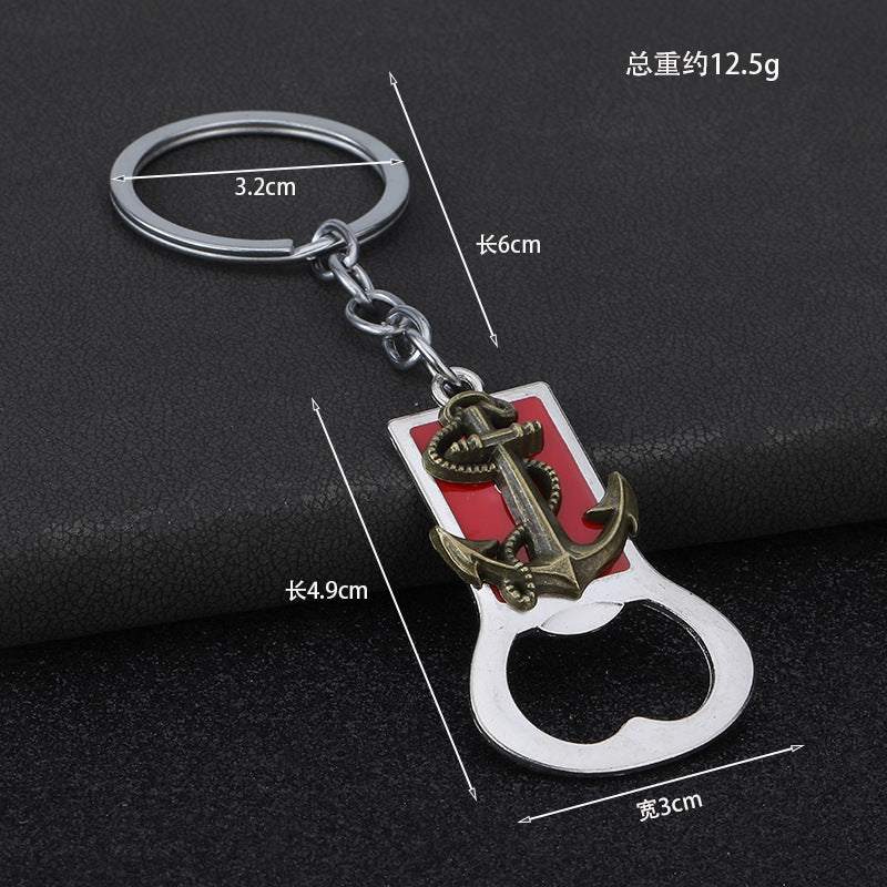 Wholesale Anchor bottle opener enamel creative keychain