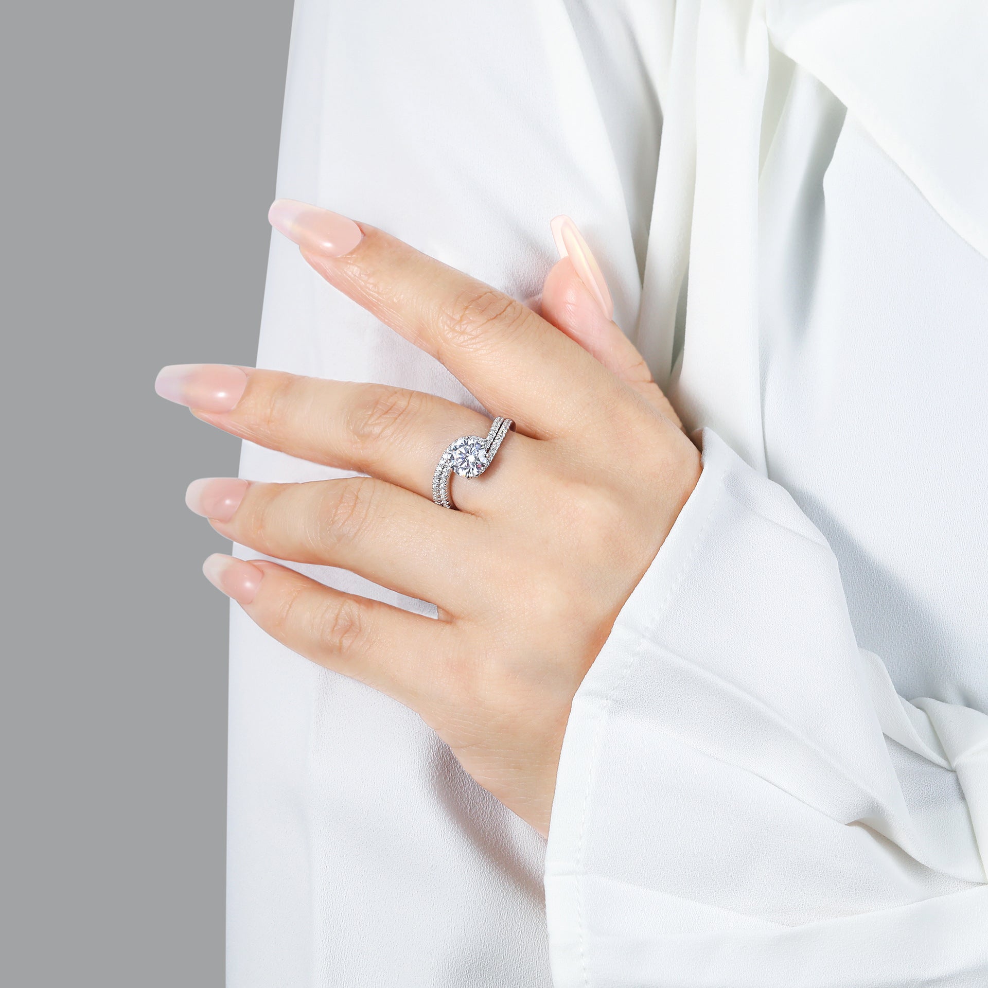 Wholesale Geometric Design 925 Silver Ring Set With Cubic Zirconia Women S Jewelry Accessory For Resale